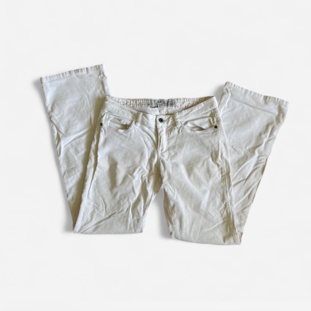 Guess White Corduroy Low-Rise Flare Jeans